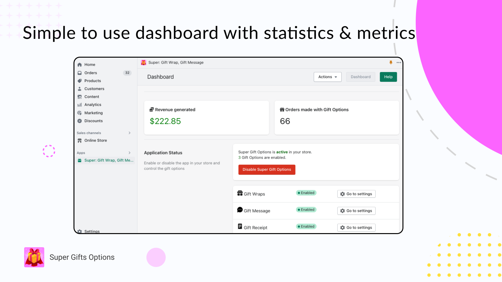 Simple, easy to use dashboard with high level of customization
