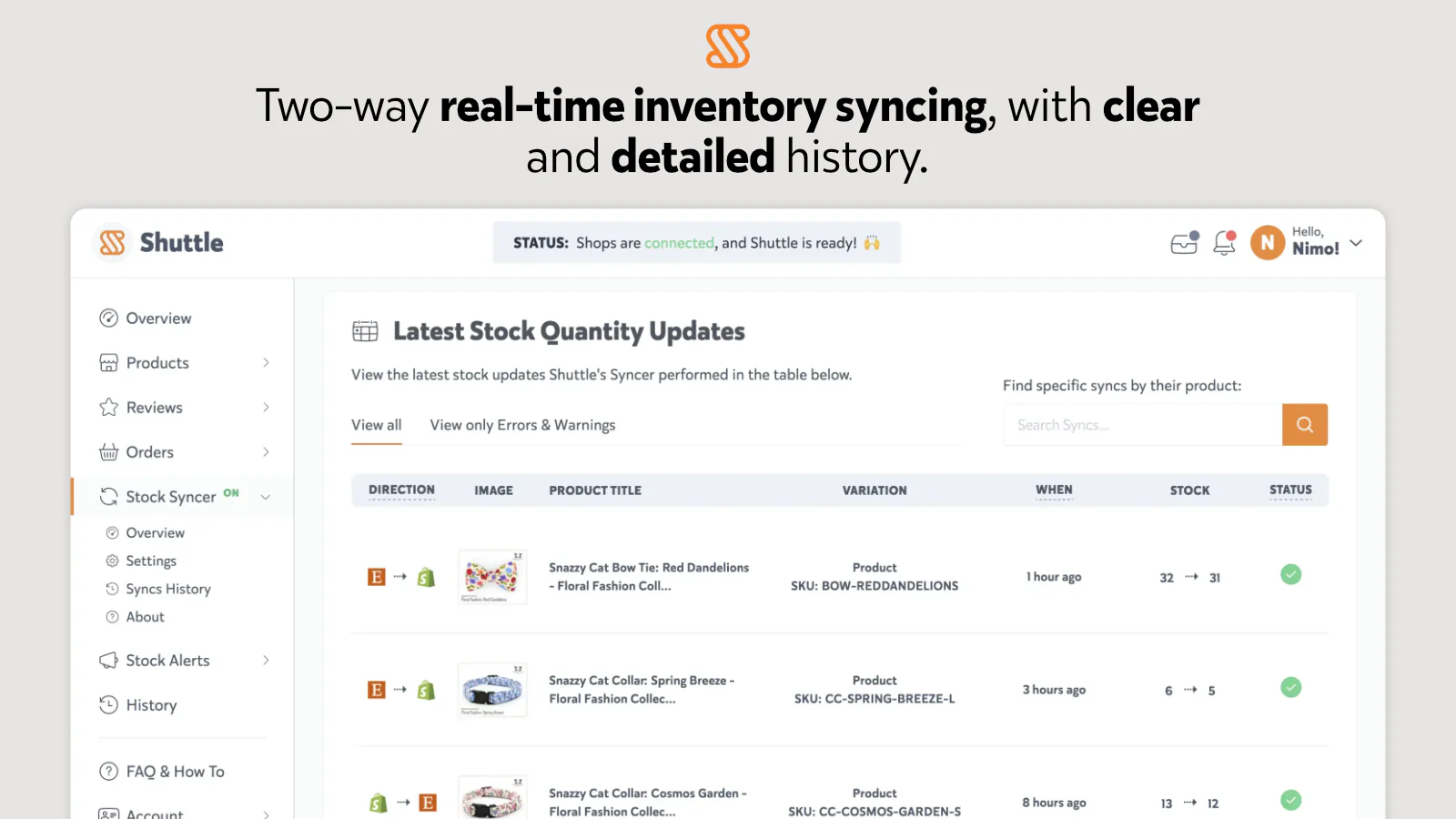 To-vejs real-time lager synkronisering, med detaljeret historie