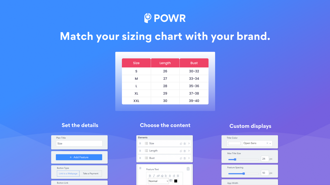 Match your sizing chart with your brand