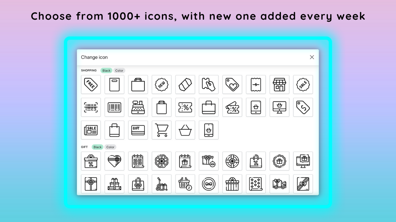 Biblioteca de más de 1000 iconos