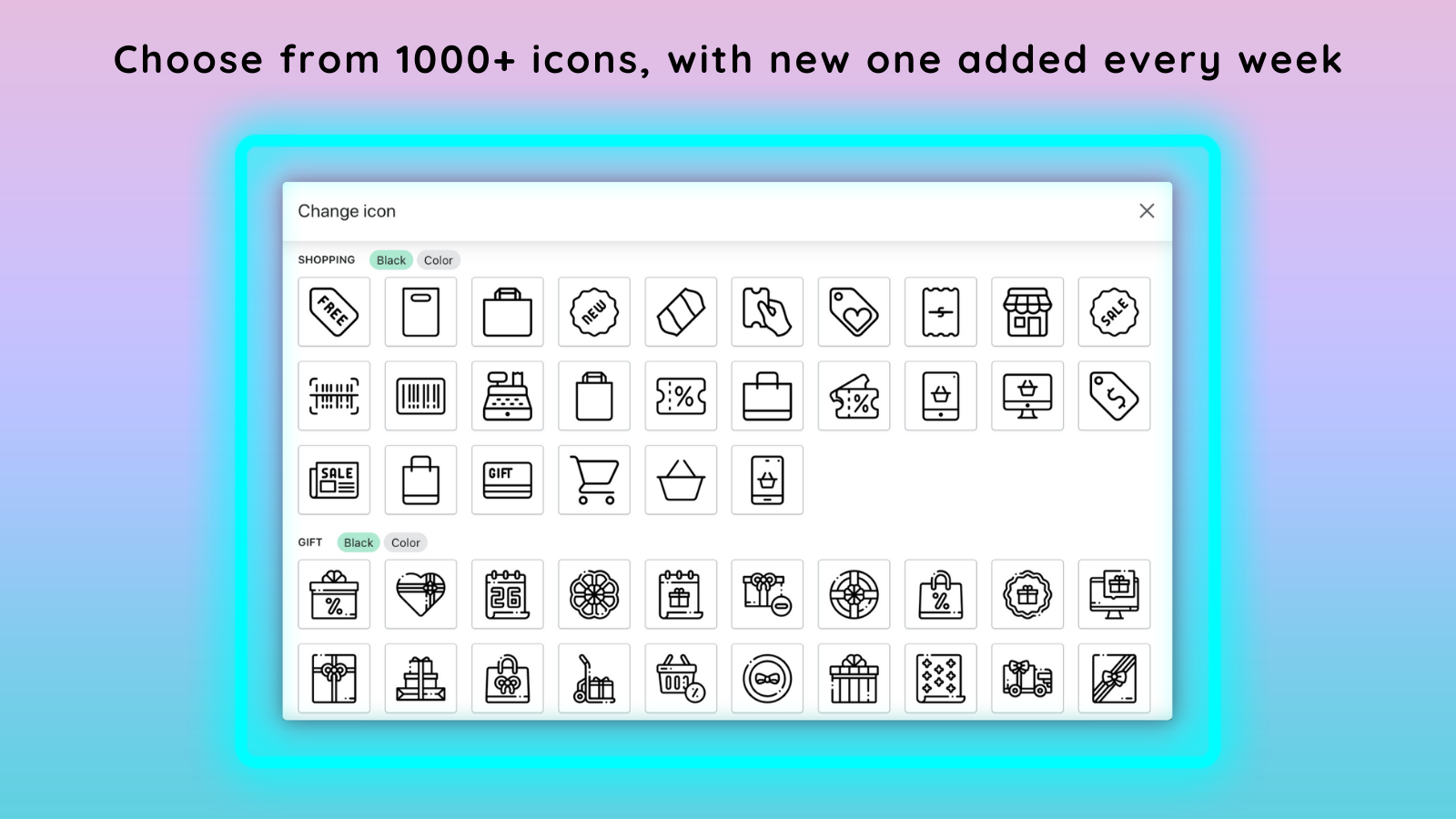 1000+ iconen bibliotheek