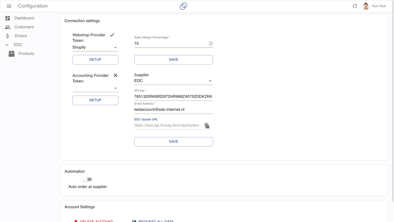 Configure sua loja virtual e fornecedor