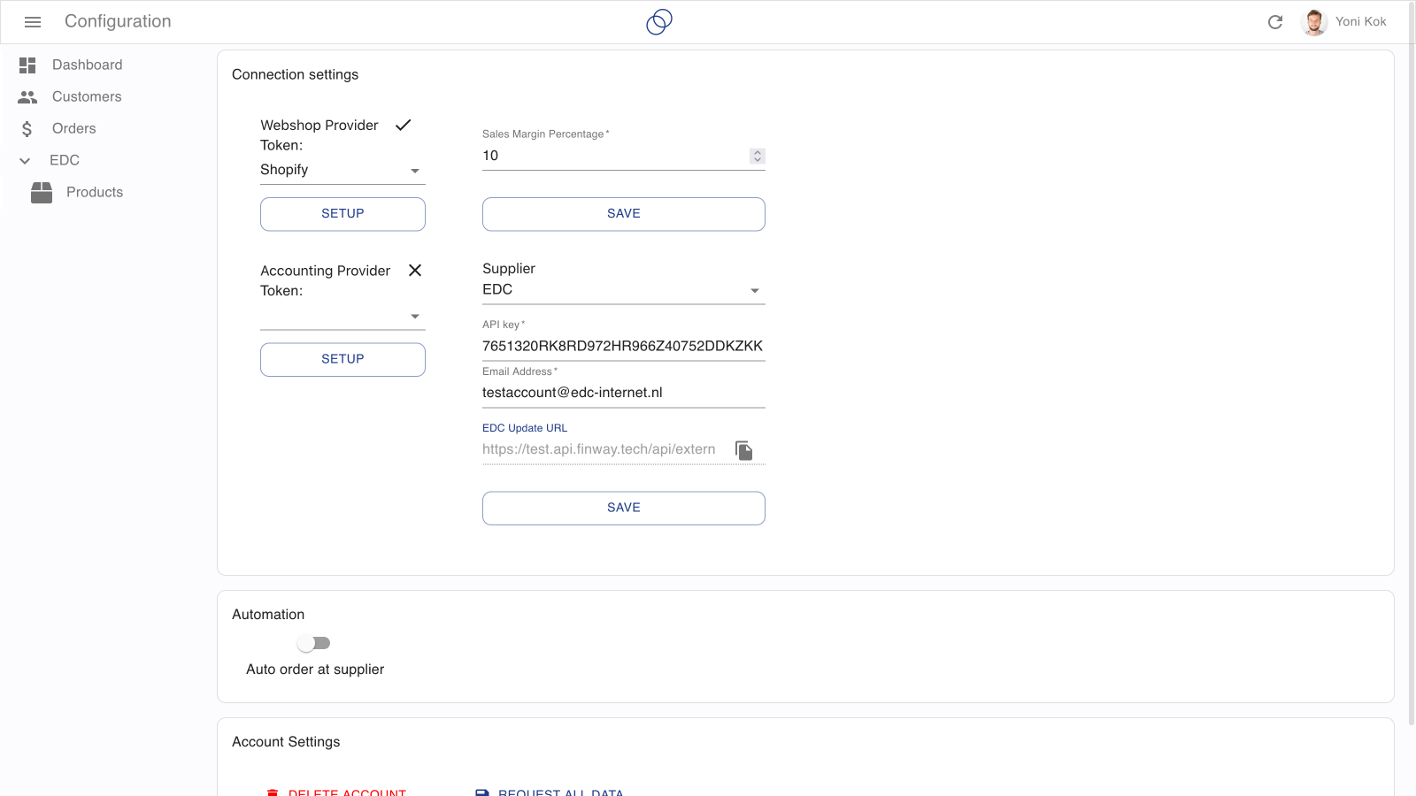 Configure sua loja virtual e fornecedor