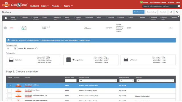 Click & Drop Appliquer l'affranchissement