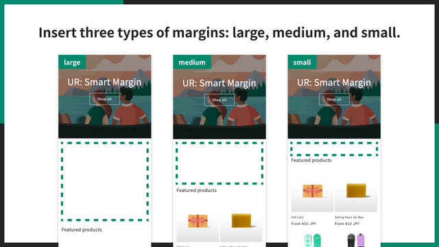 Insérez trois types de marges : grande, moyenne et petite. 