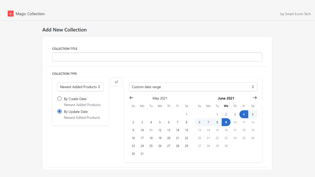 Custom date range