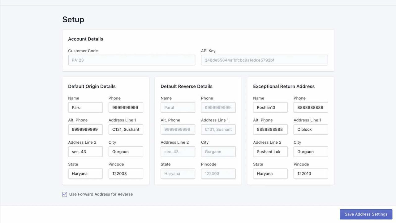 Configurez vos informations d'adresse