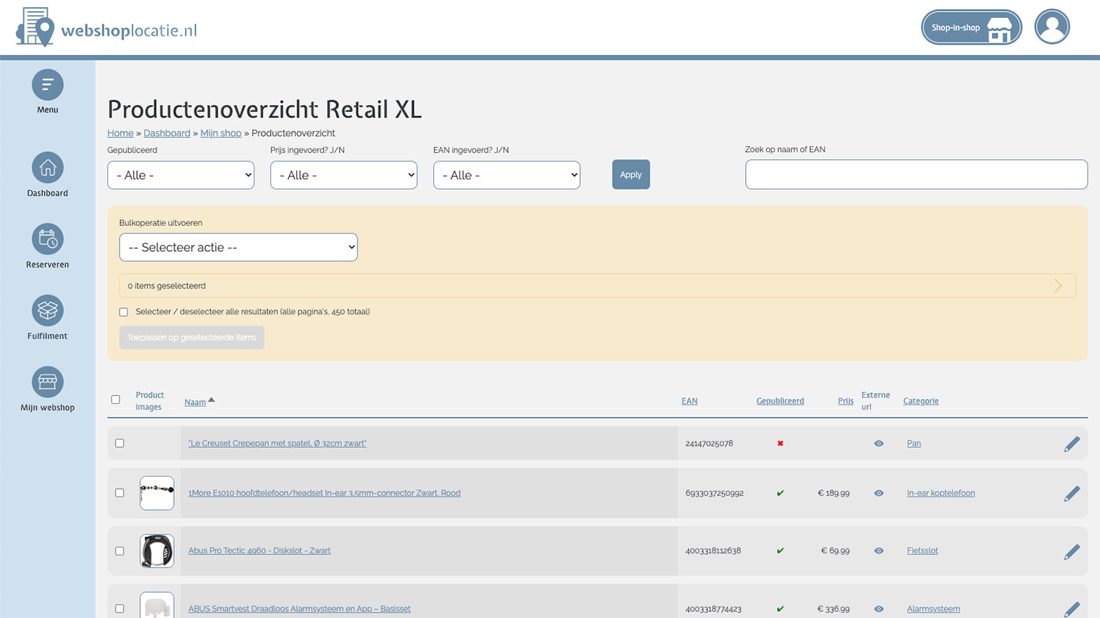 Productportfolio beheren binnen webshoplocatie.nl