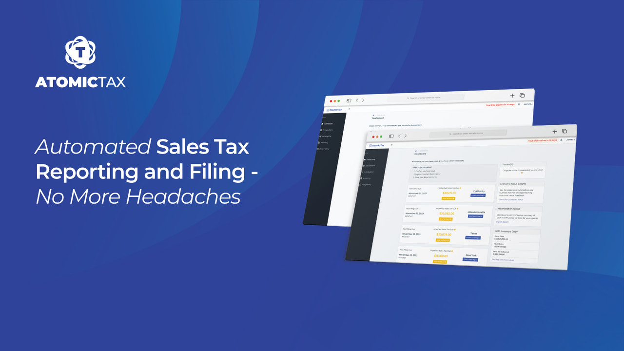 AtomicTax Försäljningsskatte Rapportering och Inlämning