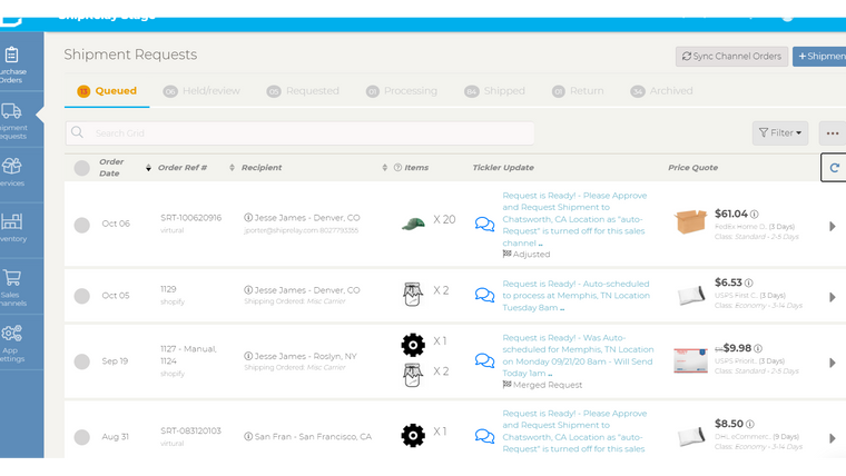 ShipRelay Fulfillment Screenshot