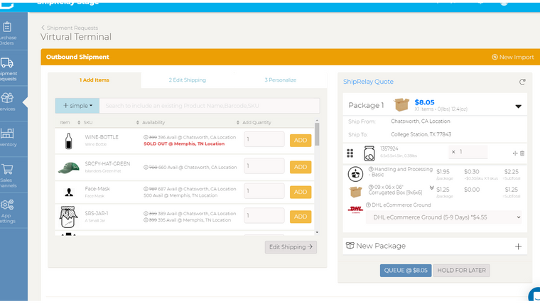 ShipRelay Fulfillment Screenshot