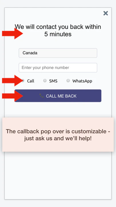 mobile optimized callback forms