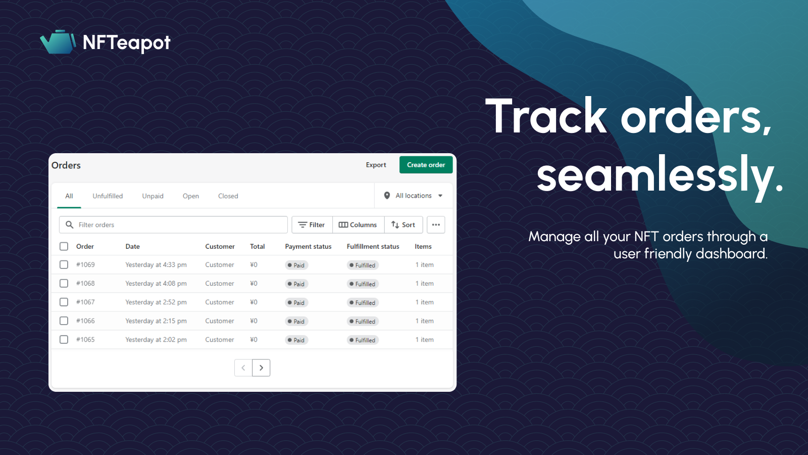 Screenshot of App. Tagline: Track orders seamlessly