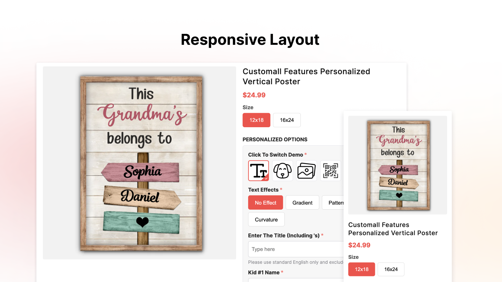 Print on Demand personalized product is responsive for mobile