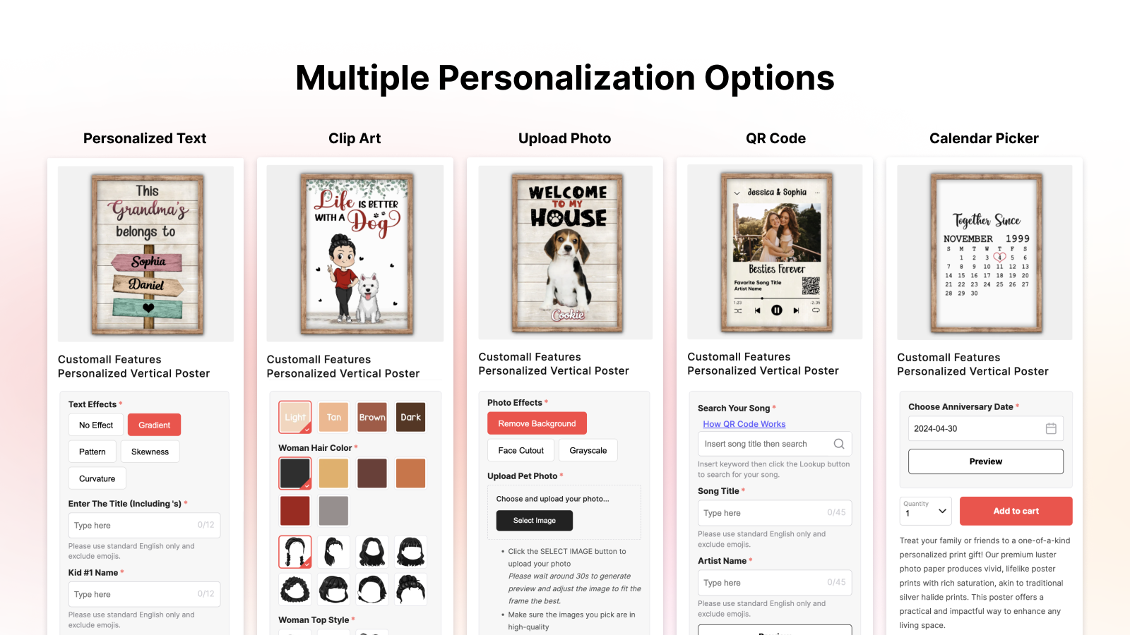 Multiple Product Personalization Options