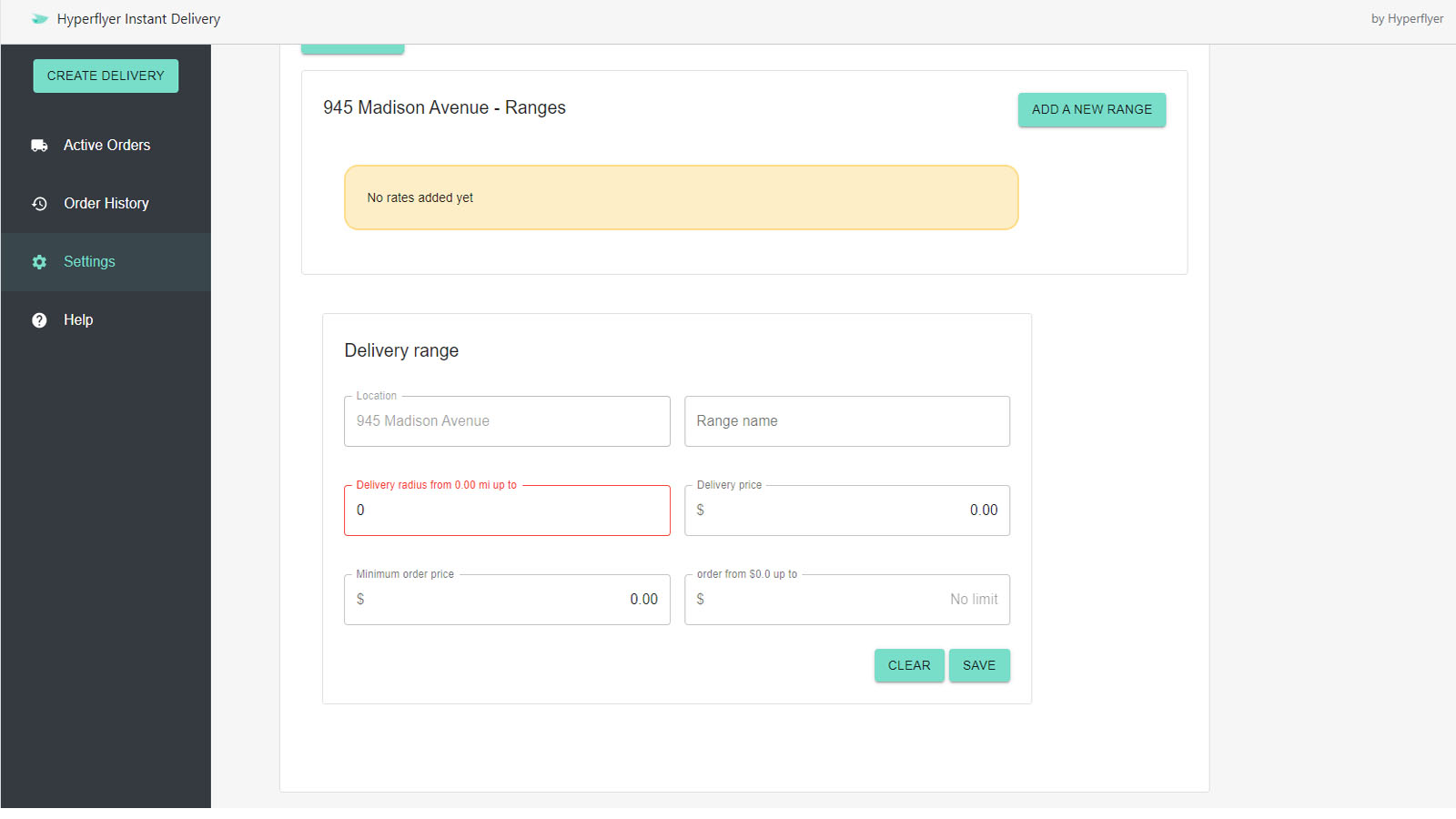 manage delivery range