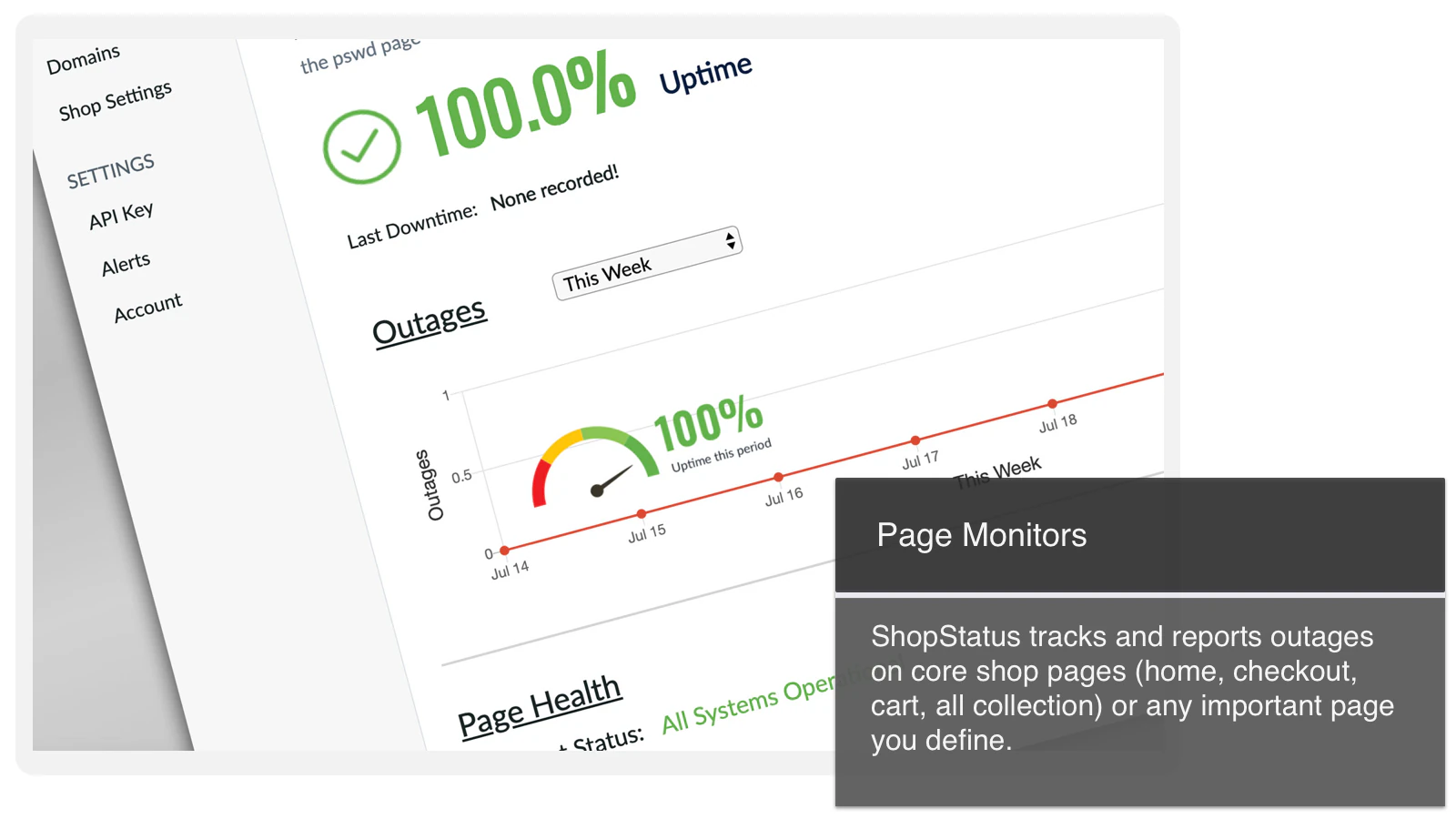 The ShopStatus Dashboard view