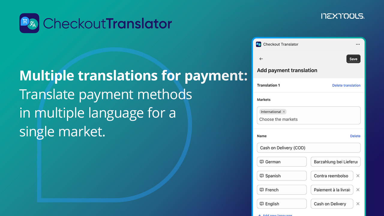 traducteur de paiement : traduire les méthodes d'expédition et de paiement 