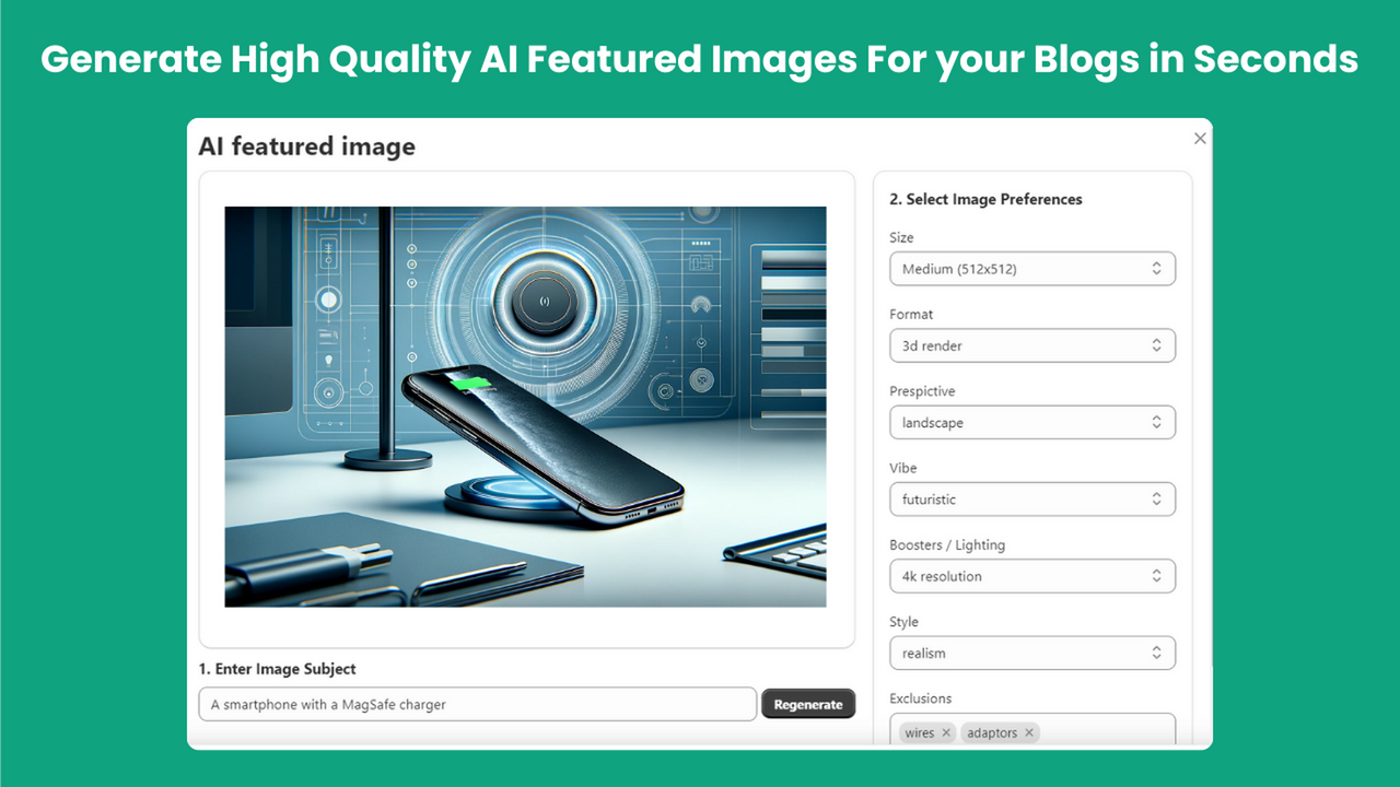 Generate high quality AI featured images for your blog posts