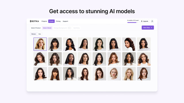 Botika's portfolio of AI generated fashion models