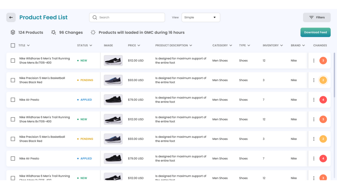 Optimized Product Feed List View