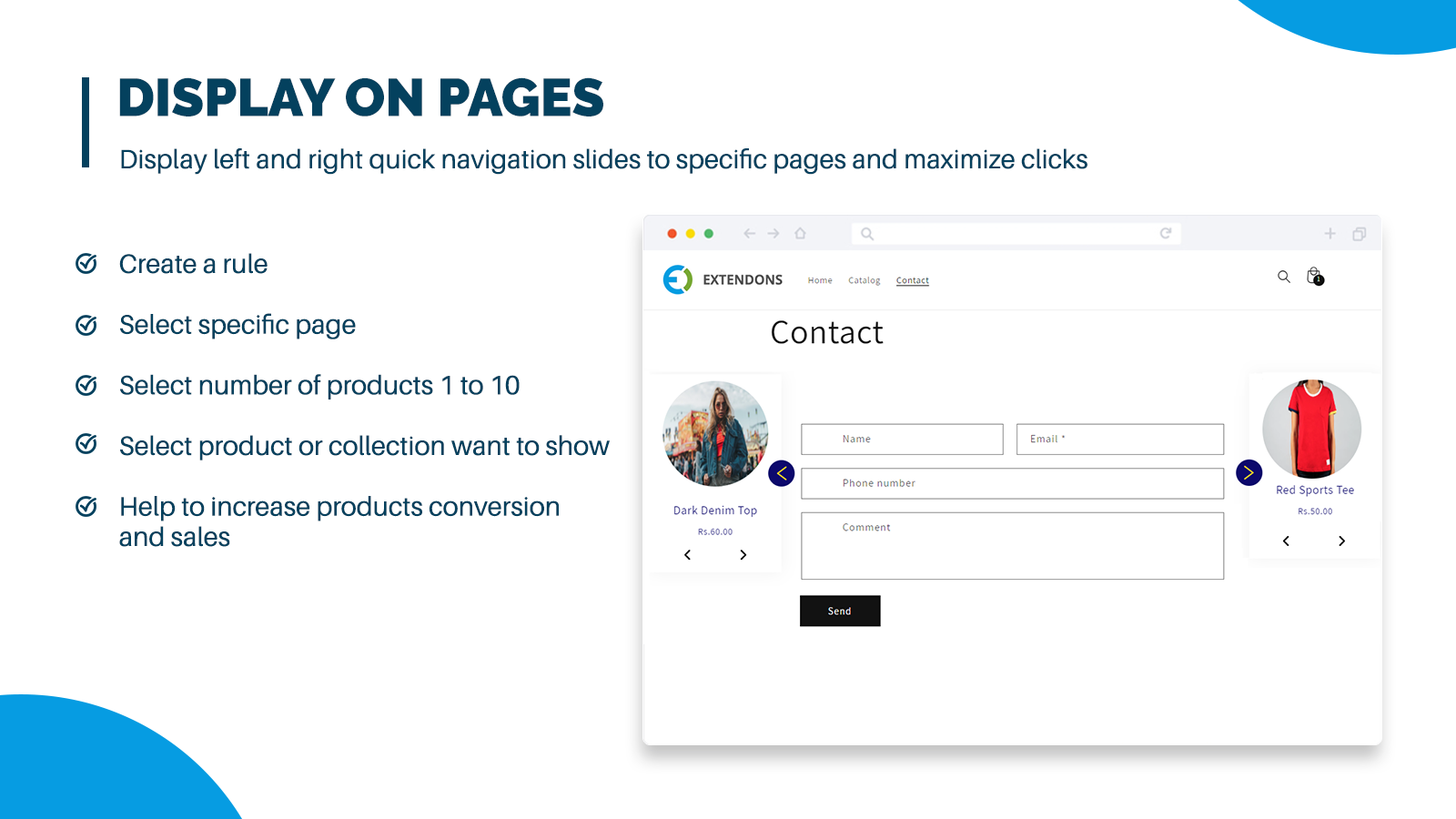 display suggested products on contact page