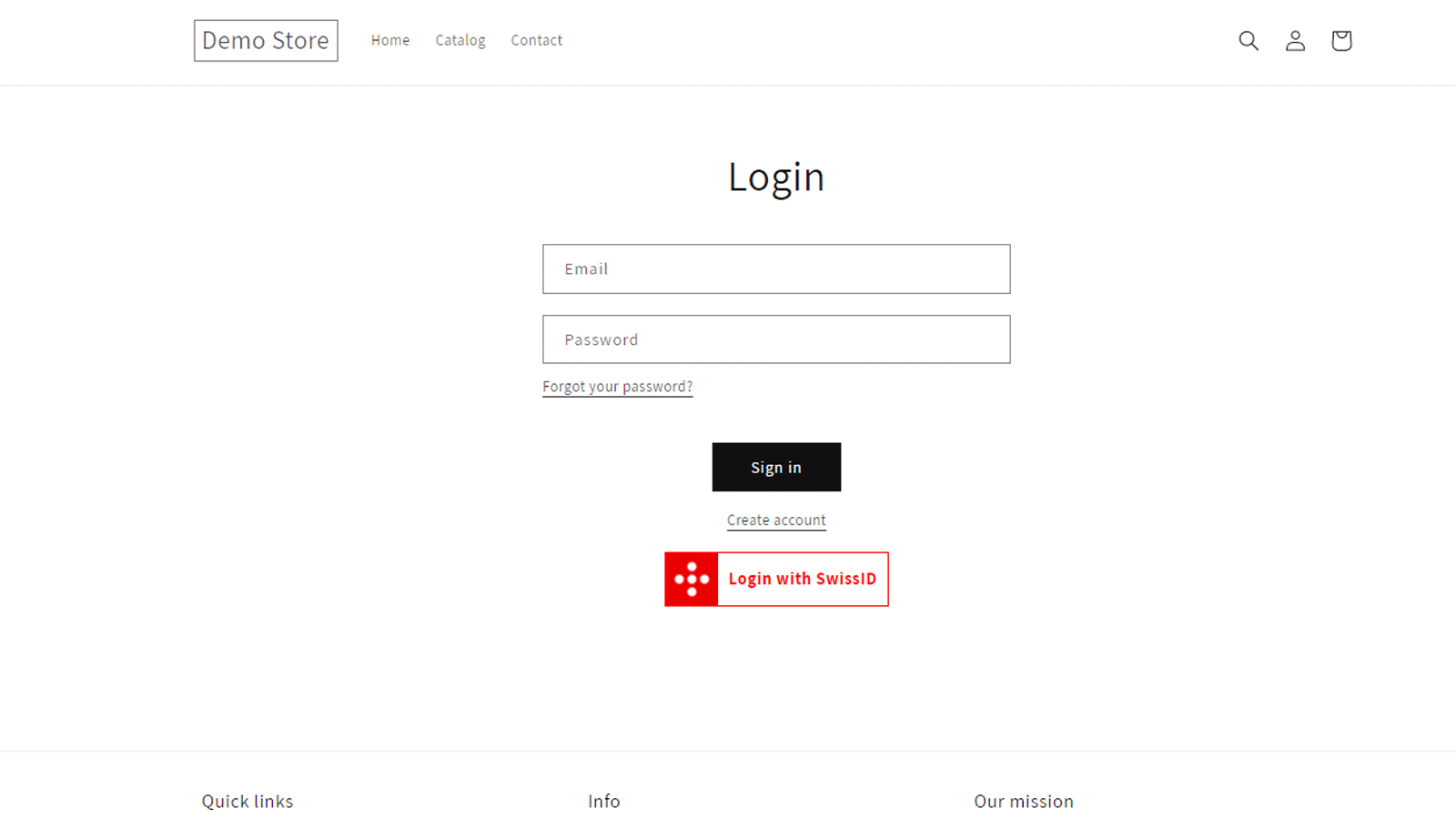 login screen