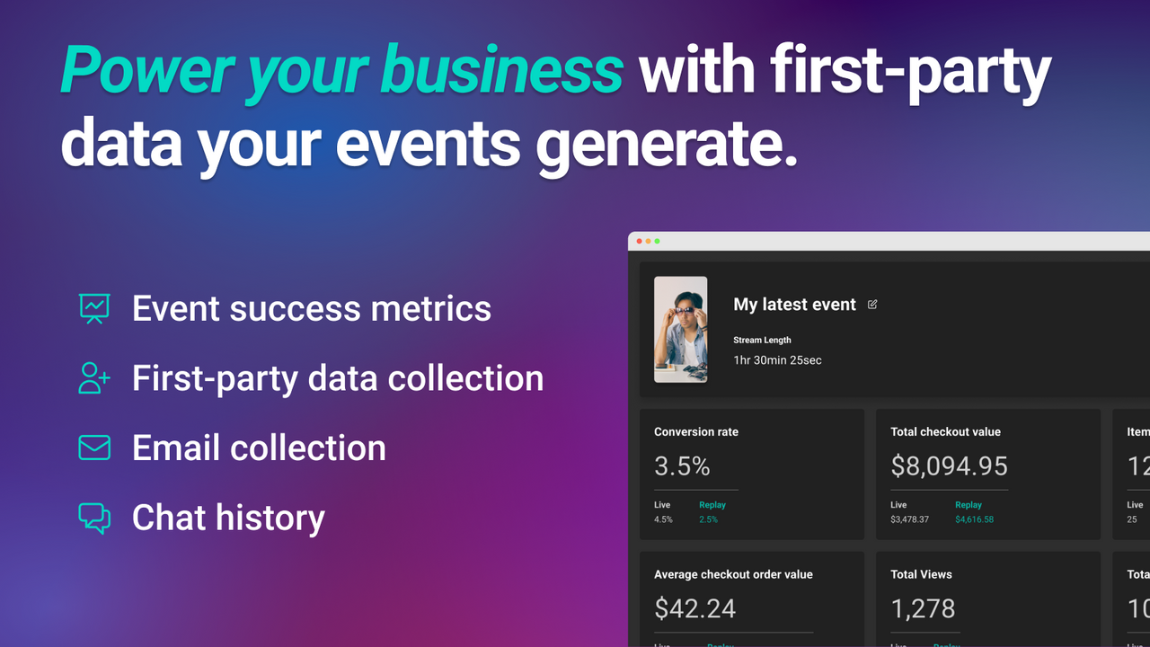 Power your business with first-party data your events generate.