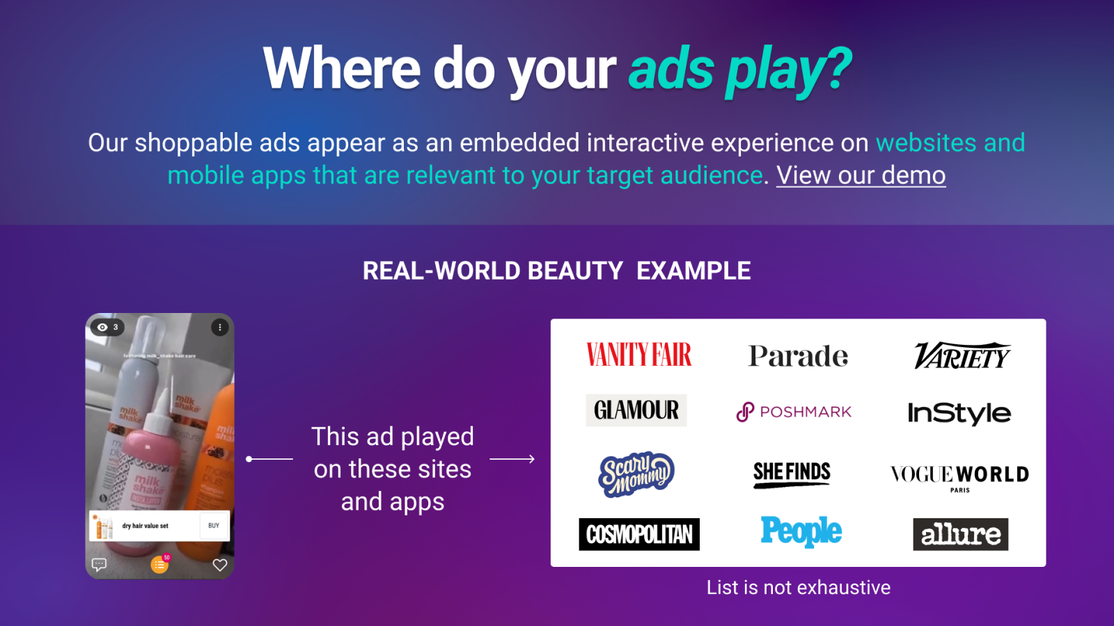 Reactive Live & Shoppable Ads Screenshot