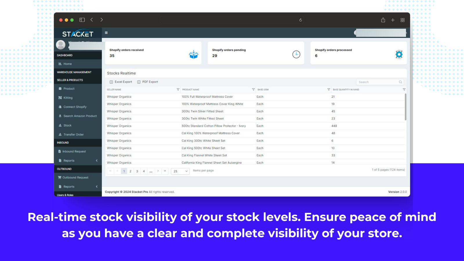 Real-time stock visibility of your stock ensures peace of mind.