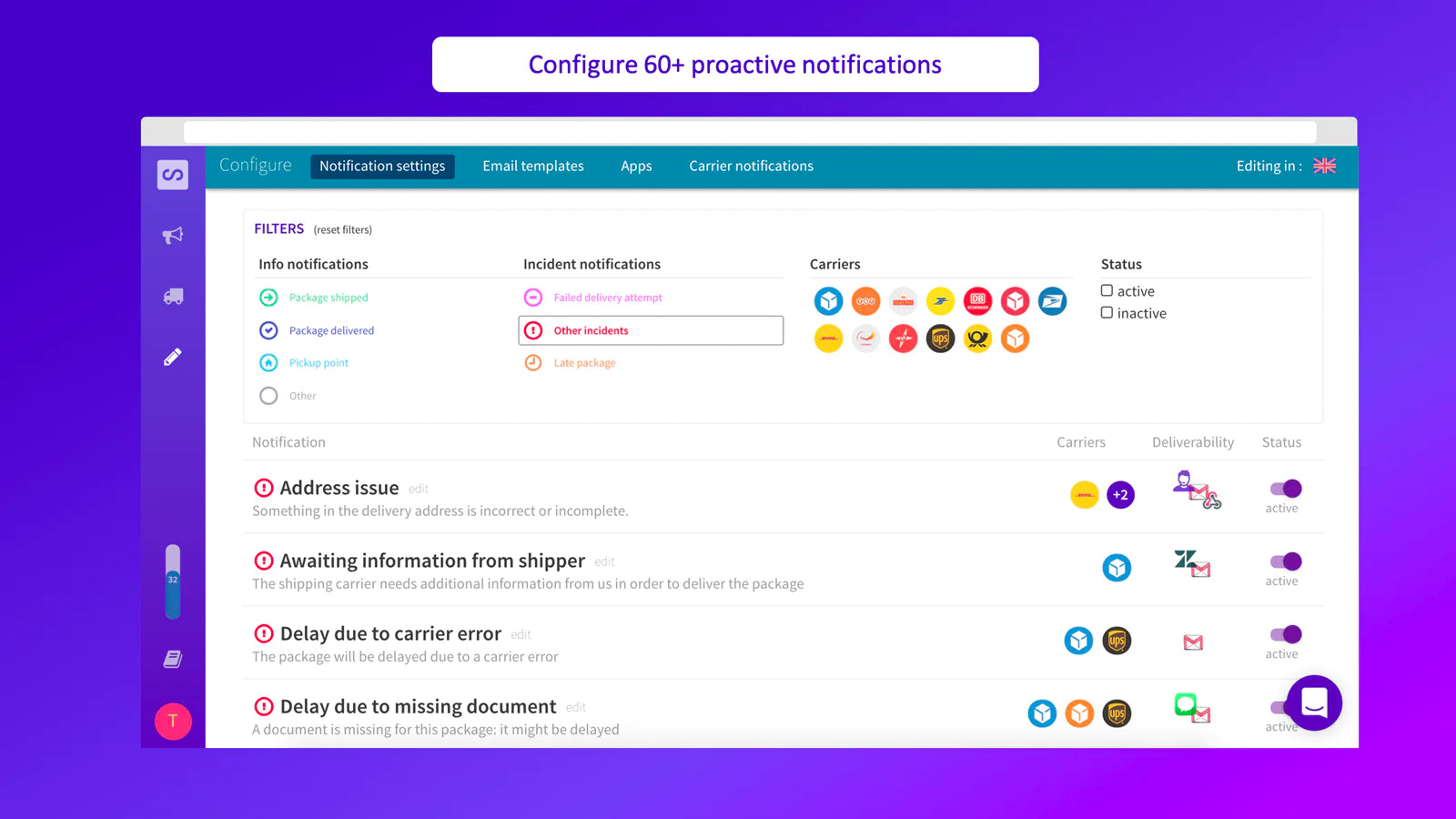 Configurez plus de 60 notifications proactives