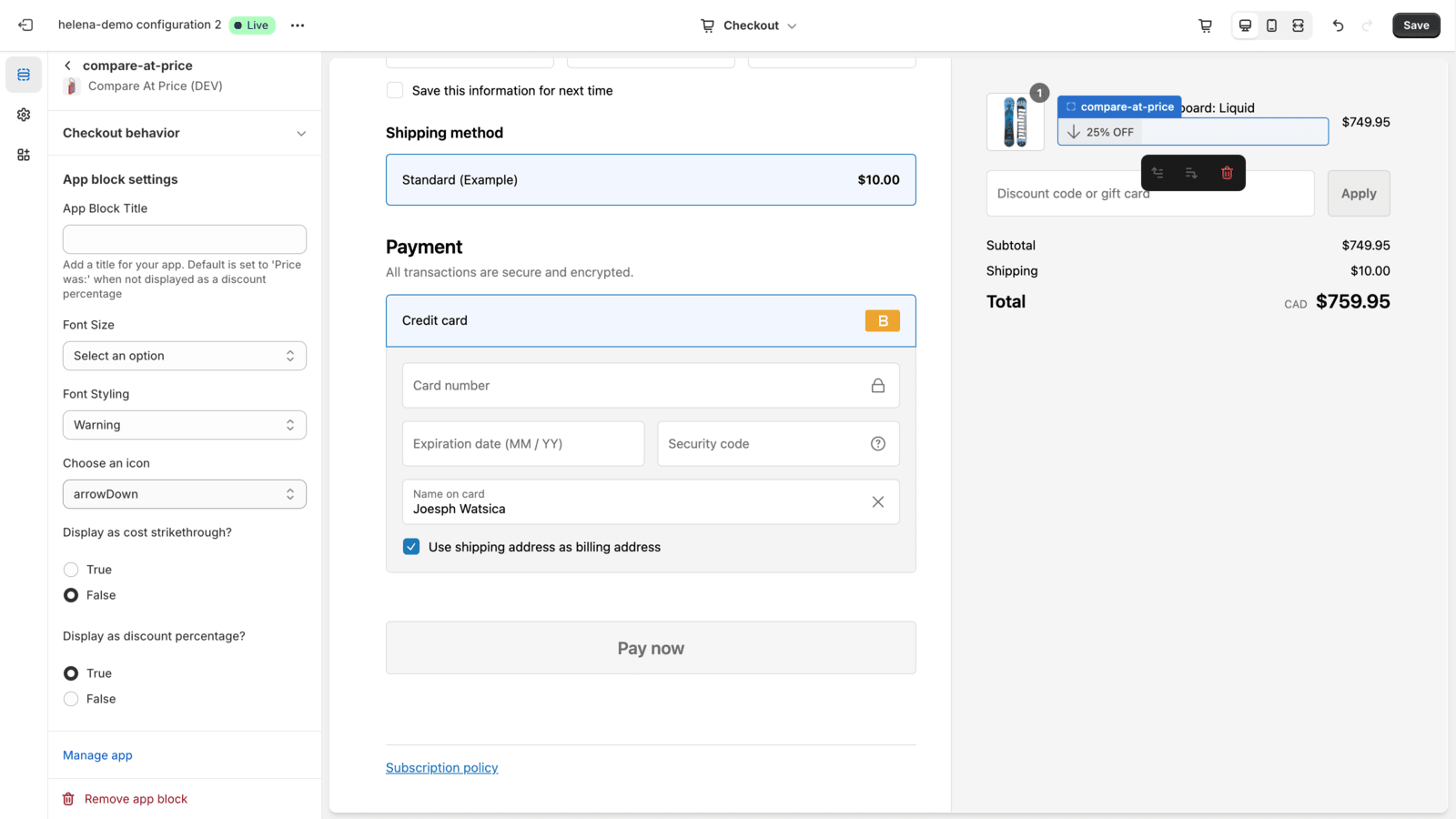 WF ‑ Compare At Amount Screenshot