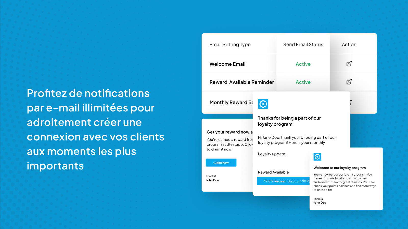 notifications e-mail illimitées pour créer une connexion client