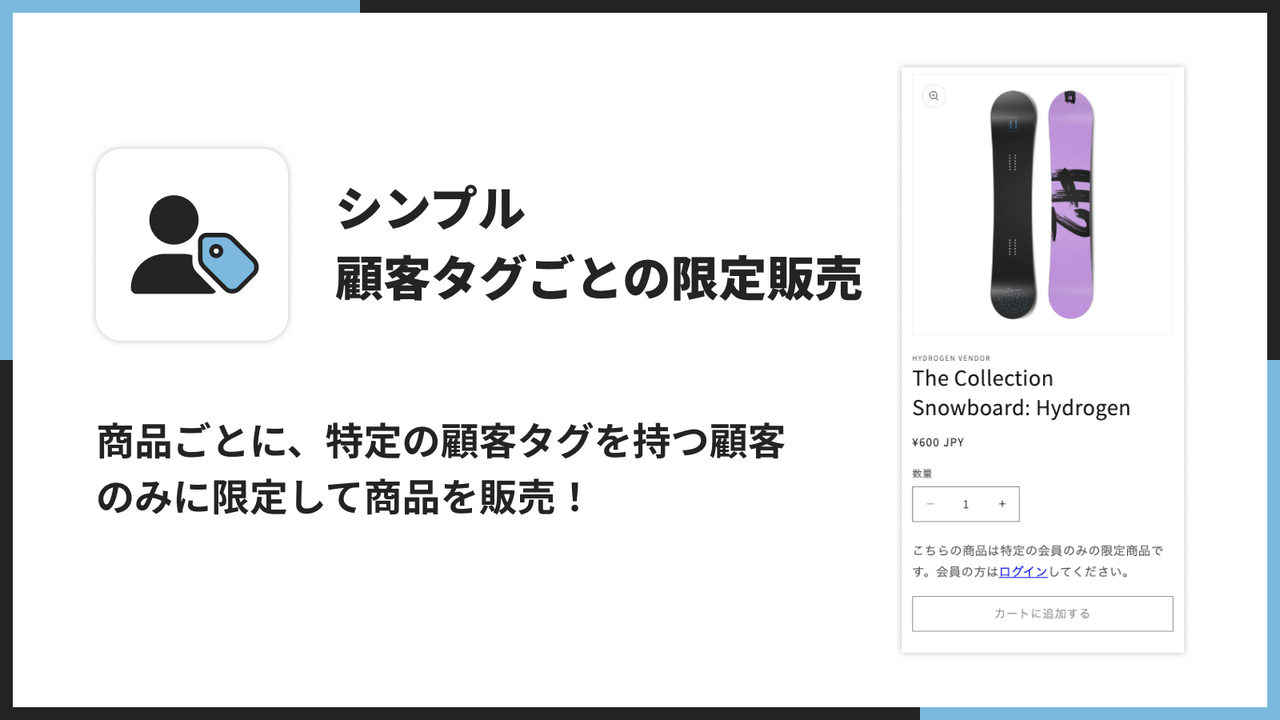 商品ごとに、特定の顧客タグを持つ顧客 のみに限定して商品を販売！