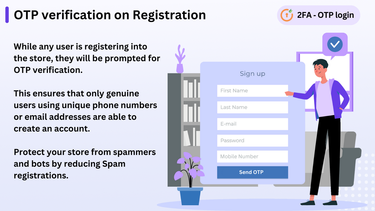 Anmeldung mit einer Mobilnummer, Registrierung in Shopify mit OTP