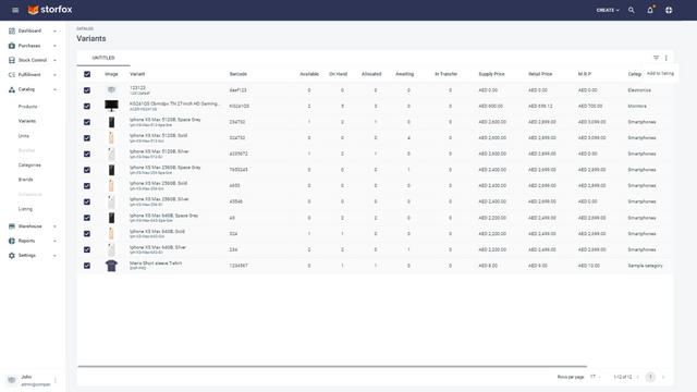 listing varianter