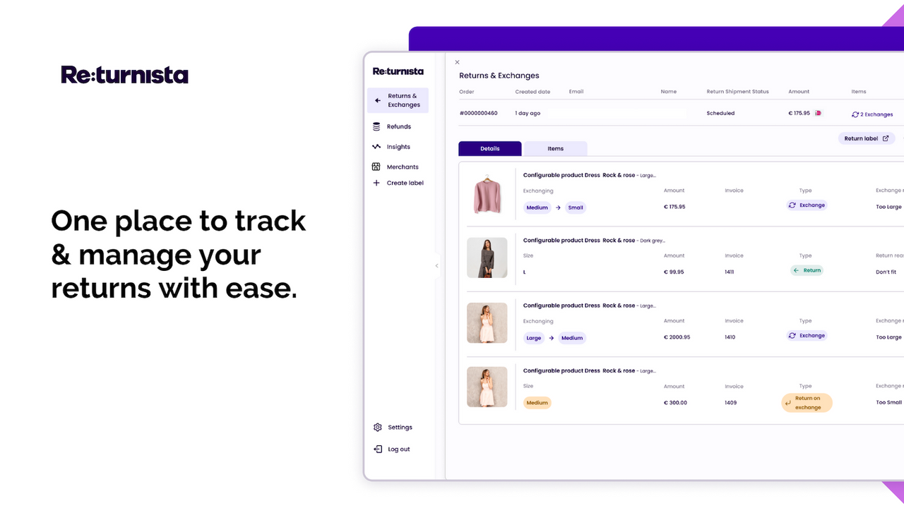 Eén plek om uw retouren gemakkelijk te volgen en te beheren
