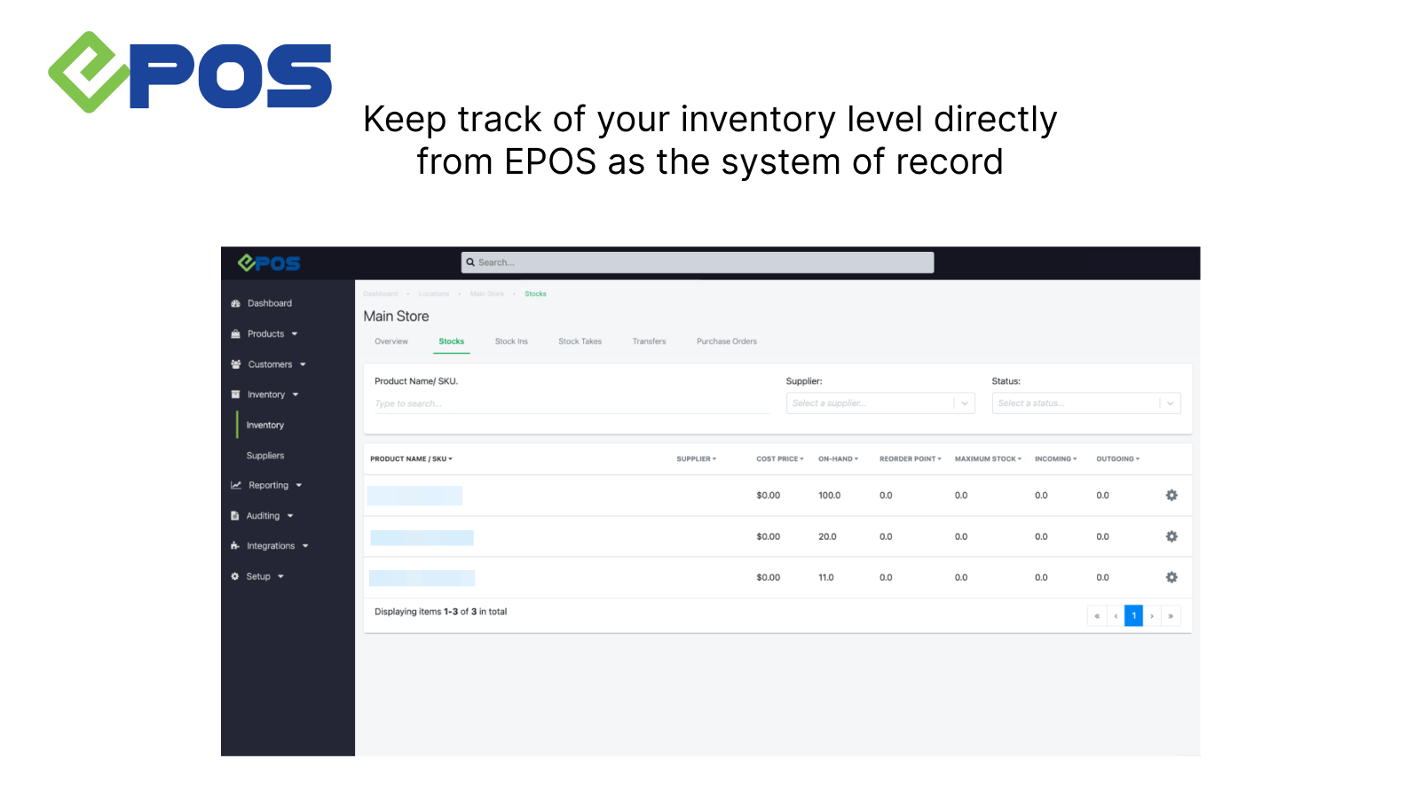Suivez votre niveau d'inventaire directement depuis EPOS