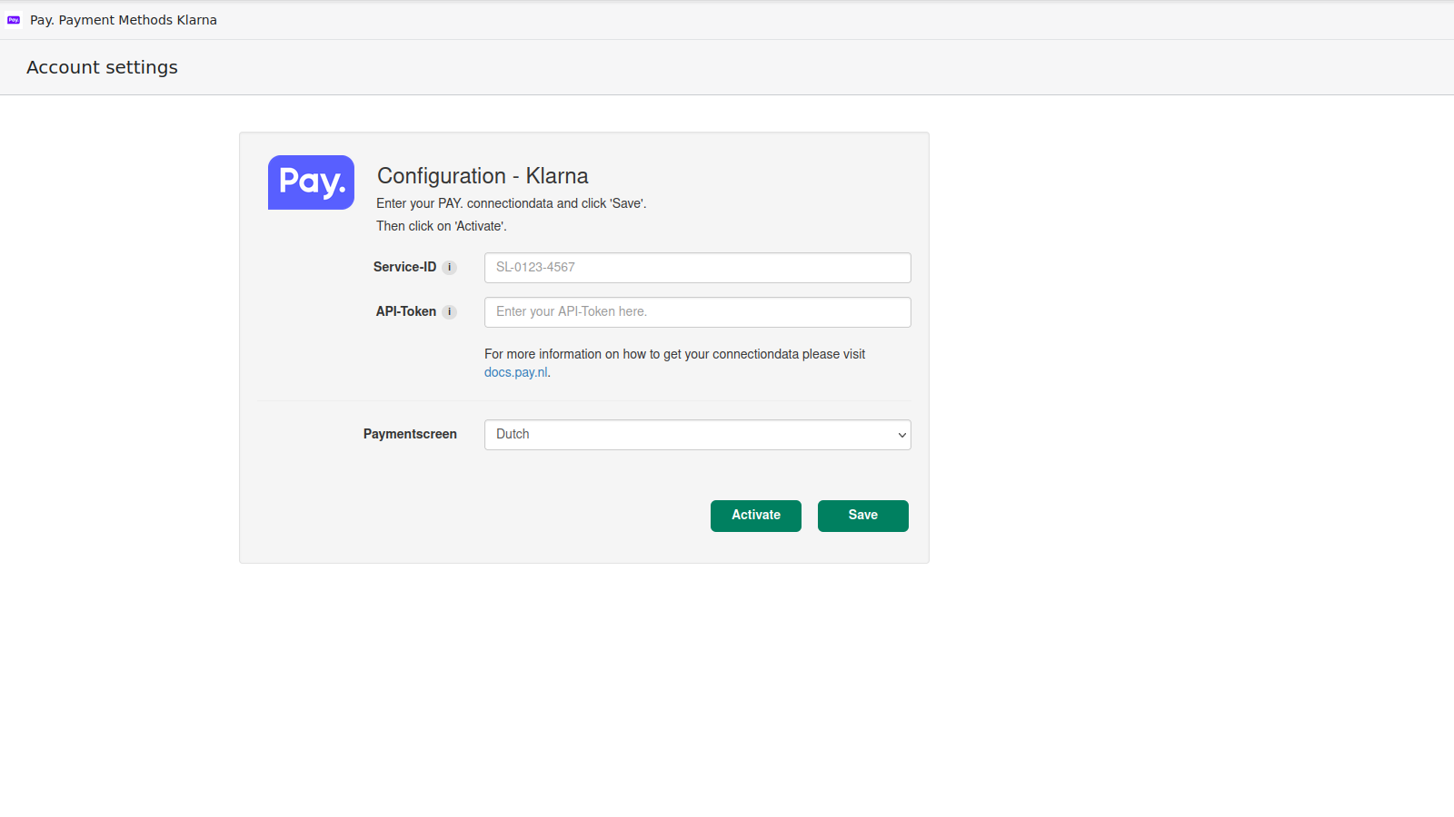 Configure os dados de conexão no aplicativo