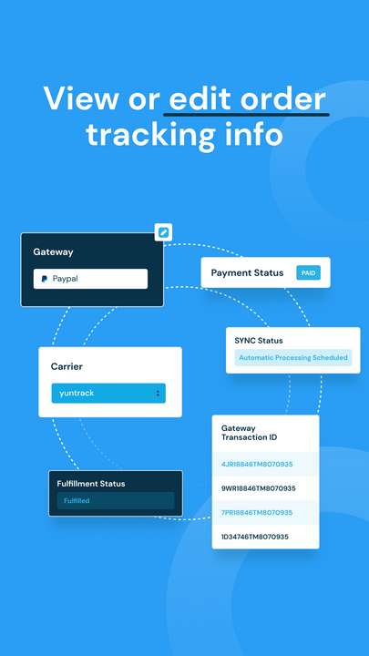 View or edit tracking info manually to fix any order before sync