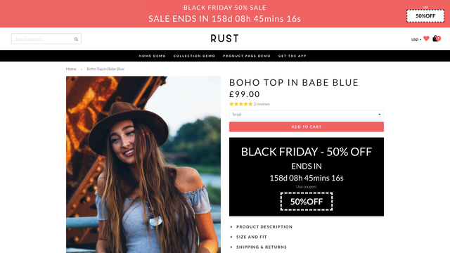 offres compte à rebours black friday cyber monday page produit