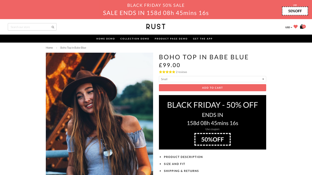 offres compte à rebours black friday cyber monday page produit