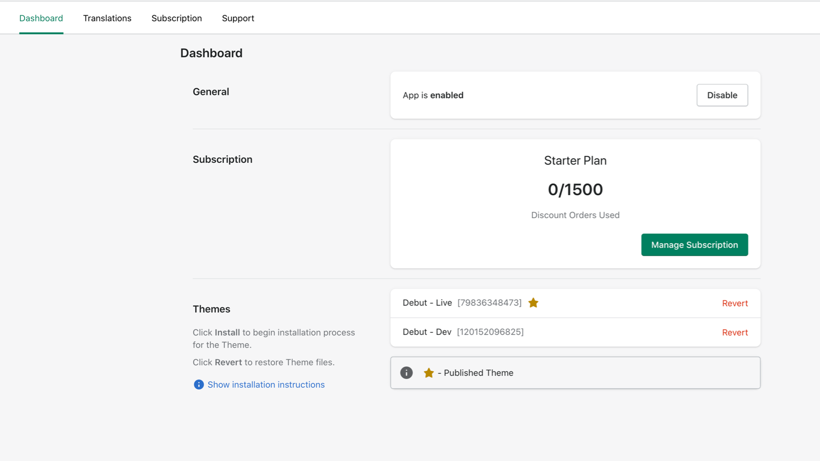 Eenvoudig dashboard voor installatie, abonnement en inschakelen 