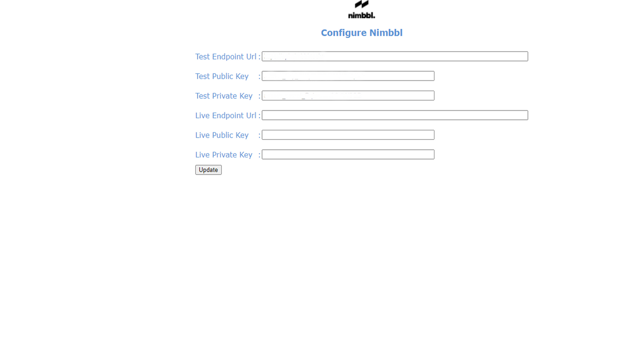 Setup Nimbbl api credentials