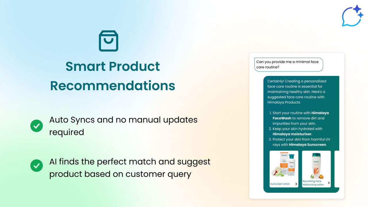 Synchronisiert automatisch Ihren Katalog und gibt intelligente Produktempfehlungen.