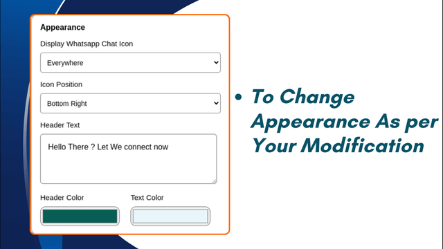 Image de configuration de l'apparence du Widget WhatsApp