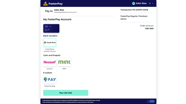 FasterPay betalningswidget