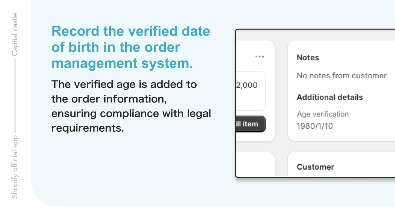 Record the verified date of birth in the order management system