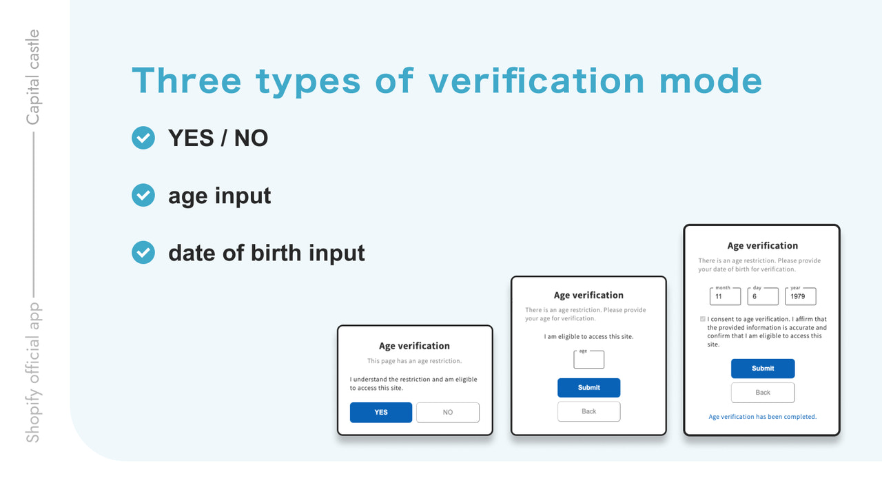 Three types of verification mode