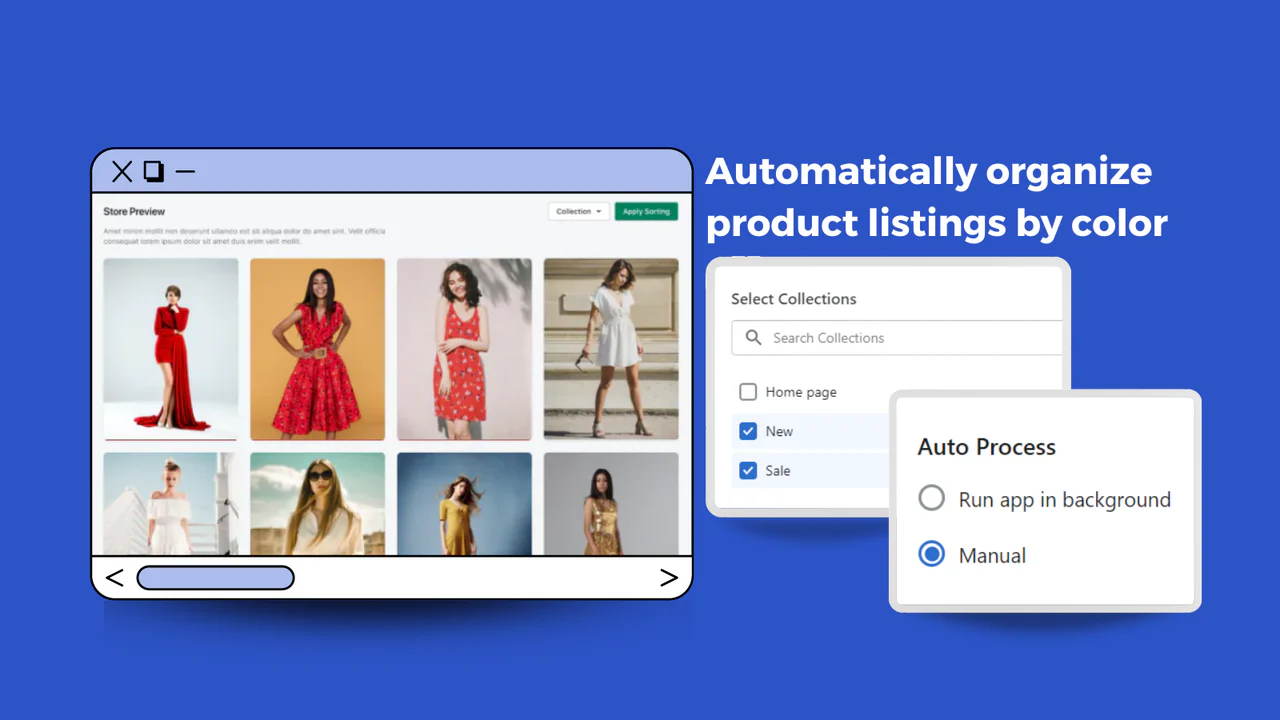 organize automaticamente as listagens de produtos por cor